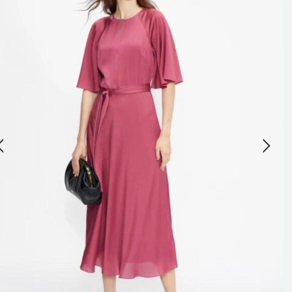 ted baker hariiet raglan sleeve tea midi dress pink size 4 like new no tags - Picture 2 of 8